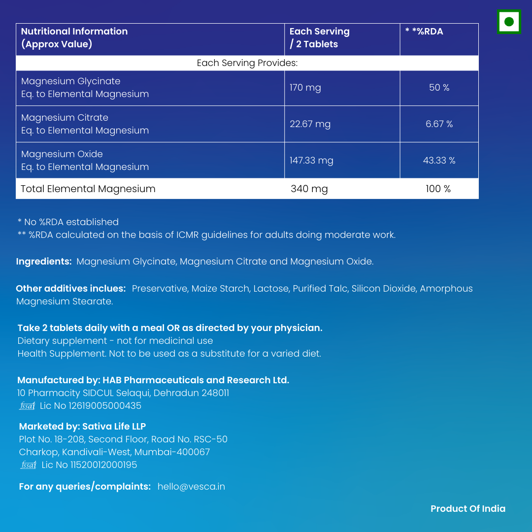 Chelated Magnesium 30 Tablets