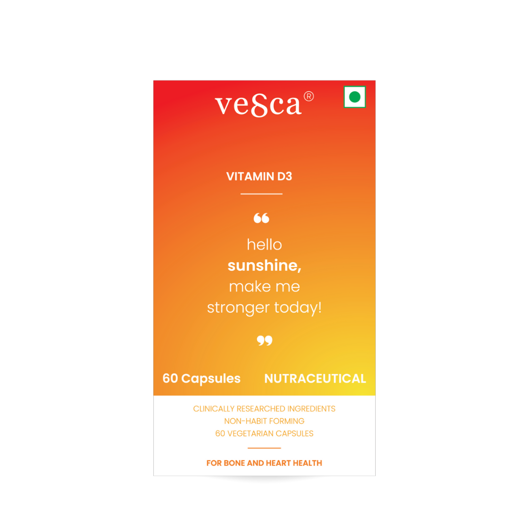 Vesca Vitamin D3 & K2 For Bone & Joint Support, Muscle Strength & Immunity (60N) Vesca