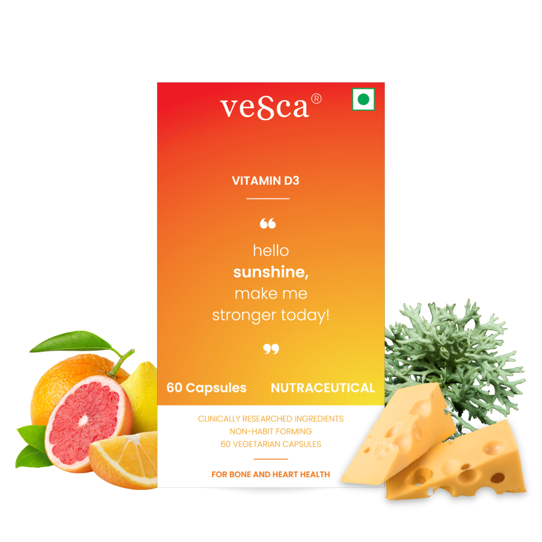 Vesca Vitamin D3 & K2 For Bone & Joint Support, Muscle Strength & Immunity (60N) Vesca