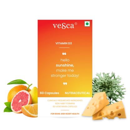 Vesca Vitamin D3 & K2 For Bone & Joint Support, Muscle Strength & Immunity (60N) Vesca