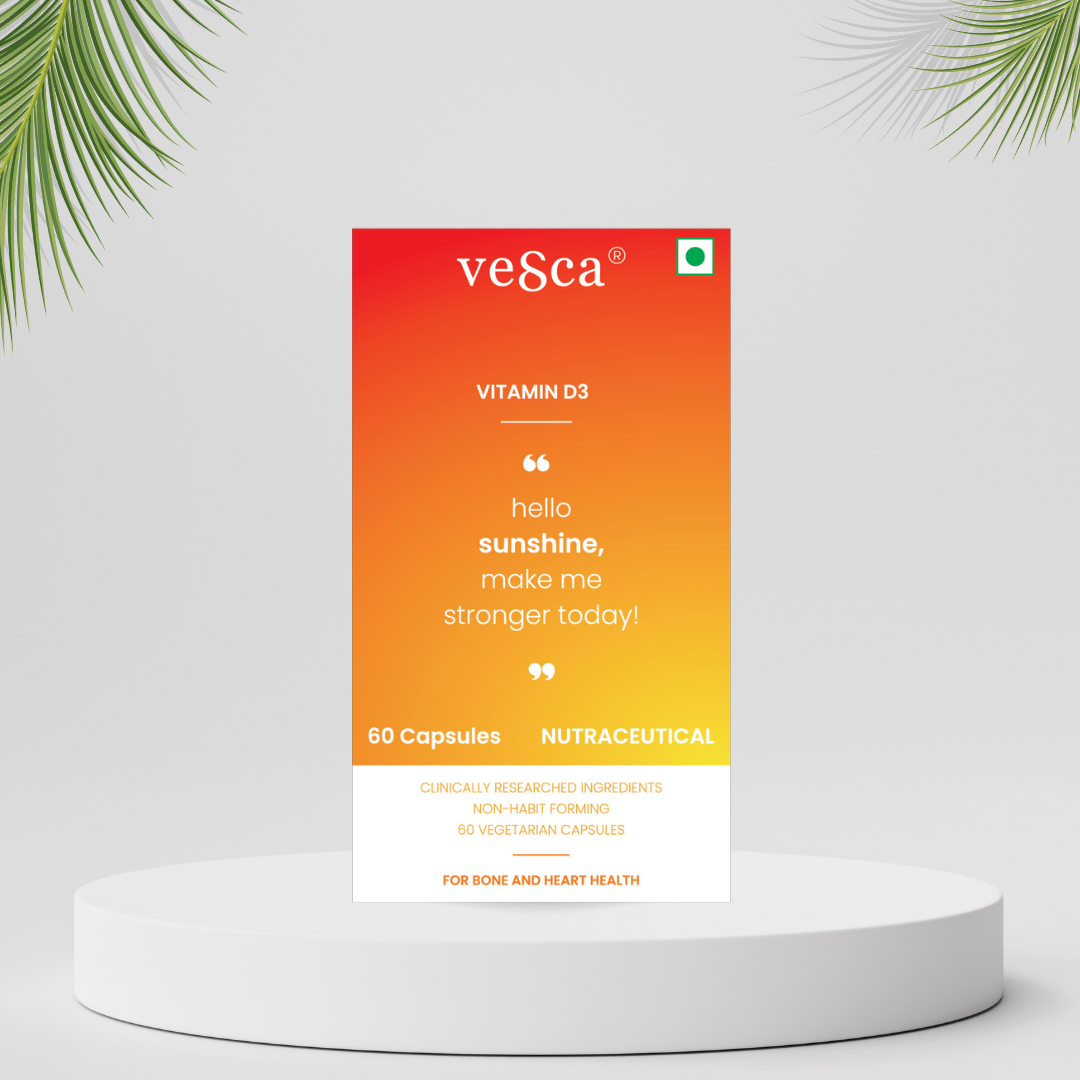Vesca Vitamin D3 & K2 For Bone & Joint Support, Muscle Strength & Immunity (60N) Vesca